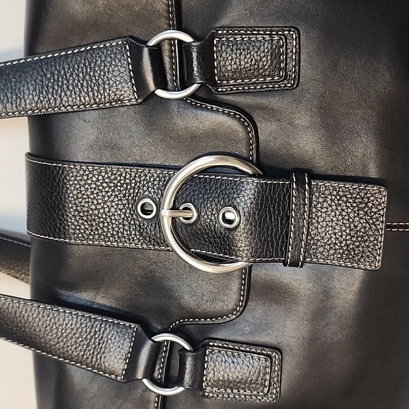 Franklin Covey Black Leather Handbag Travel Laptop Tote Purse - Picture 11 of 16